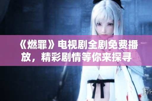 《燃罪》电视剧全剧免费播放，精彩剧情等你来探寻