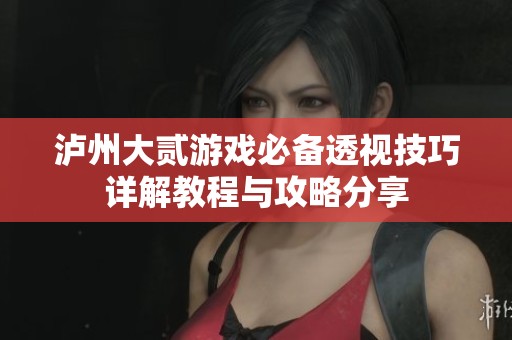 泸州大贰游戏必备透视技巧详解教程与攻略分享
