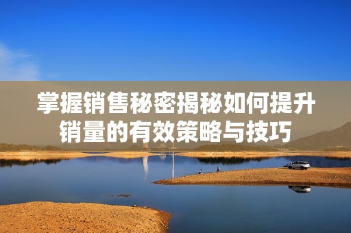 掌握销售秘密揭秘如何提升销量的有效策略与技巧