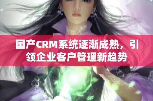 国产CRM系统逐渐成熟，引领企业客户管理新趋势