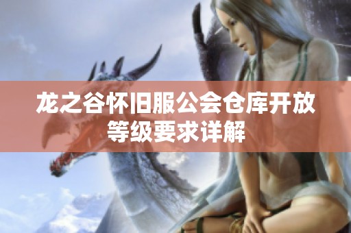 龙之谷怀旧服公会仓库开放等级要求详解