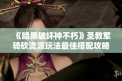 《暗黑破坏神不朽》圣教军骑砍流派玩法最佳搭配攻略解析