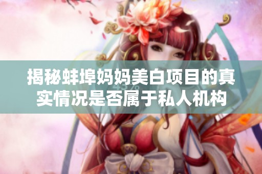 揭秘蚌埠妈妈美白项目的真实情况是否属于私人机构