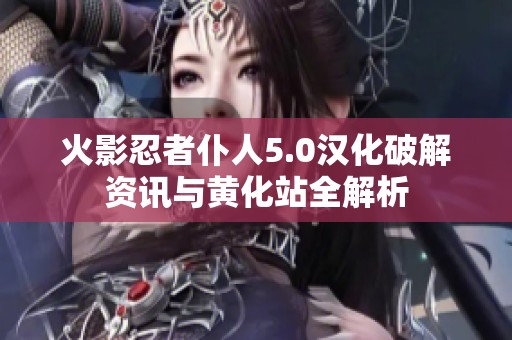 火影忍者仆人5.0汉化破解资讯与黄化站全解析
