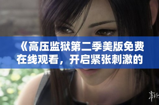 《高压监狱第二季美版免费在线观看，开启紧张刺激的新篇章》