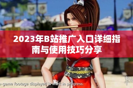 2023年B站推广入口详细指南与使用技巧分享