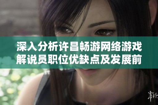 深入分析许昌畅游网络游戏解说员职位优缺点及发展前景