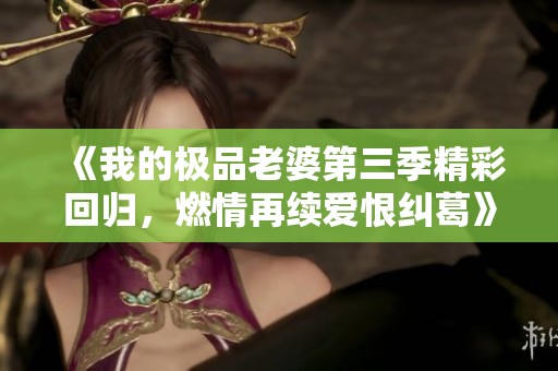 《我的极品老婆第三季精彩回归，燃情再续爱恨纠葛》