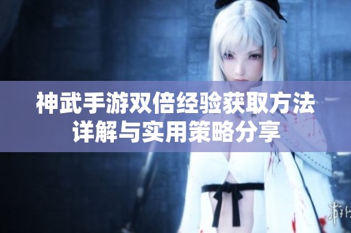 神武手游双倍经验获取方法详解与实用策略分享
