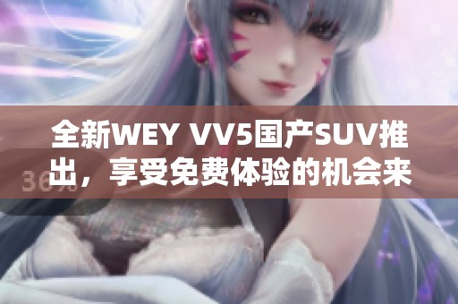 全新WEY VV5国产SUV推出，享受免费体验的机会来袭