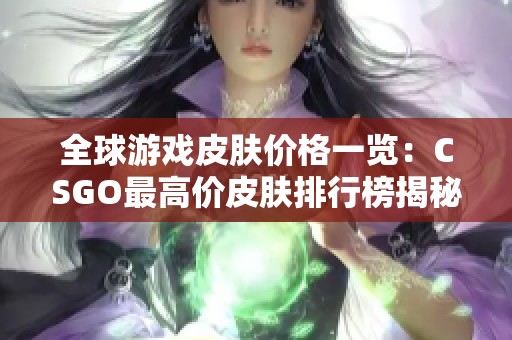 全球游戏皮肤价格一览：CSGO最高价皮肤排行榜揭秘