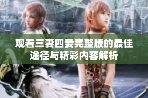 观看三妻四妾完整版的最佳途径与精彩内容解析