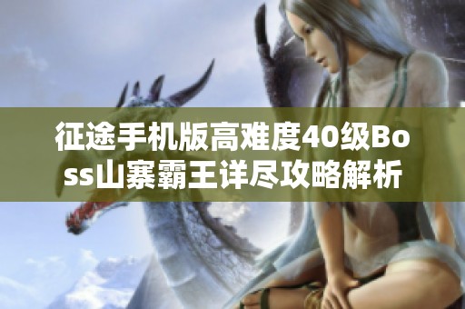 征途手机版高难度40级Boss山寨霸王详尽攻略解析