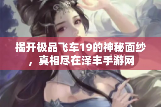 揭开极品飞车19的神秘面纱，真相尽在泽丰手游网