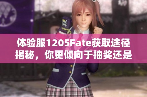 体验服1205Fate获取途径揭秘，你更倾向于抽奖还是通过拍卖进行购买呢