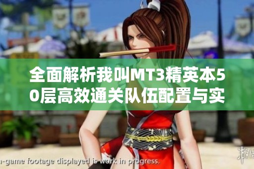 全面解析我叫MT3精英本50层高效通关队伍配置与实战攻略