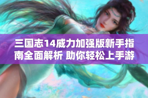 三国志14威力加强版新手指南全面解析 助你轻松上手游戏技巧与战略宝典