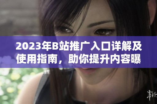 2023年B站推广入口详解及使用指南，助你提升内容曝光率