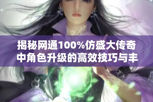 揭秘网通100%仿盛大传奇中角色升级的高效技巧与丰富经验分享