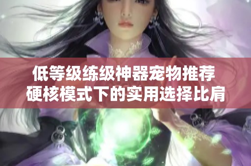 低等级练级神器宠物推荐 硬核模式下的实用选择比肩休玛