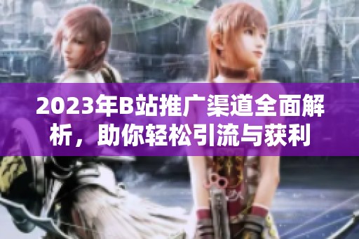 2023年B站推广渠道全面解析，助你轻松引流与获利