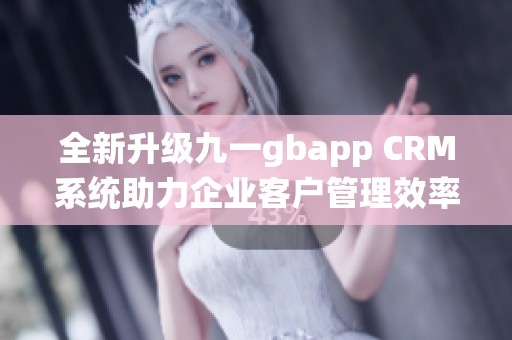 全新升级九一gbapp CRM系统助力企业客户管理效率提升