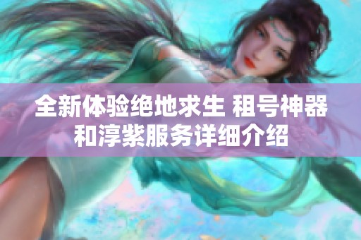 全新体验绝地求生 租号神器和淳紫服务详细介绍