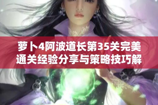 萝卜4阿波道长第35关完美通关经验分享与策略技巧解析
