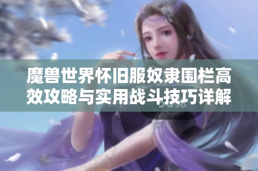 魔兽世界怀旧服奴隶围栏高效攻略与实用战斗技巧详解