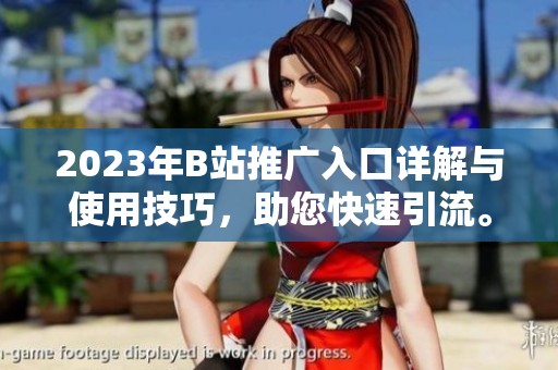 2023年B站推广入口详解与使用技巧，助您快速引流。